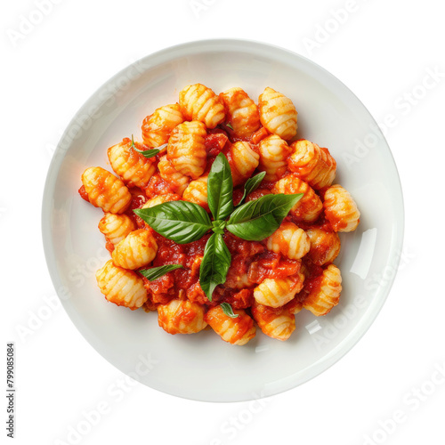 Delicious Plate of Gnocchi with Tomato Sauce Isolated on a Transparent Background 