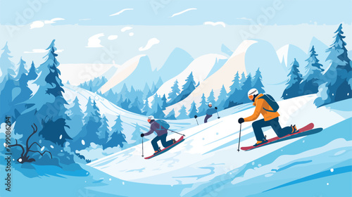 People snowboarding and riding tubing at ski resort