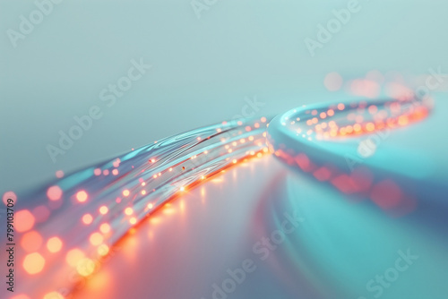 A minimalist image featuring a glowing fiber optic cable snaking across a plain background, highlighting the concept of high-speed internet.