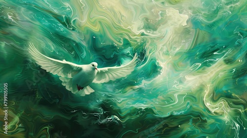 Serene Dove amidst the Turbulent Dance of Earth and Sky.