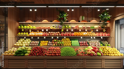 Fruit market stall, Image of product placement for a fruit shop, clean and neat
