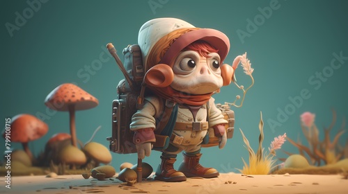 **An imaginative 3D character with a fantastic design and a sense of adventure
