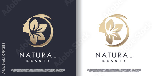 beauty women logo with creative unique concept premium vector