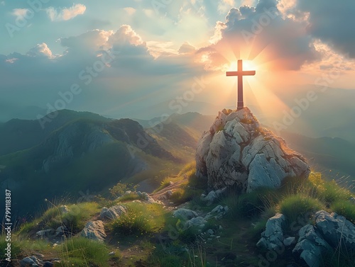 Heavenly Glow Over Mountain Cross