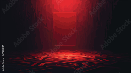 Red zig-zag floor in the darkness. Horizontal abstr