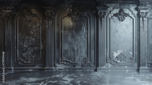 Luxurious living room with lavish use of black marble, blending classic elements with contemporary minimalism,クラシックな要素と現代的なミニマリズムを融合させた、黒い大理石を贅沢に使用した豪華なリビングルーム,Generative AI