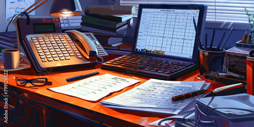 Close-up of a data entry clerk's desk with spreadsheet software and data entry forms, symbolizing a job in data entry.