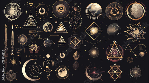 Sacred geometry symbols collection. hipster abstrac