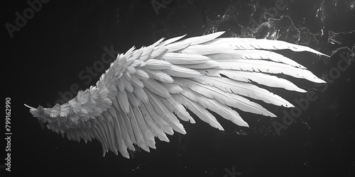 One feather on angel's left wing Black background,天使の左翼に羽根が1本 黒背景,Generative AI