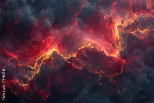 A digital art piece of an ethereal pink and purple nebula, with swirling patterns reminiscent of lightning or fire in the background. Created with Ai