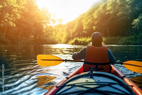 Embracing Nature: A Person Engaging in Eco-Friendly Kayaking Adventure