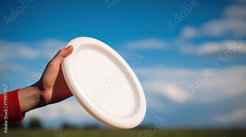 Fun in the Sun: A Person Holding a Frisbee in Hand