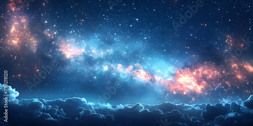 Starry Night Romance - Deep Blue Indigo Sky with Frame