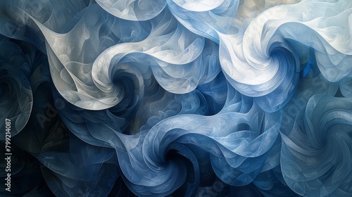 Blue and white smoke flowing in the air.