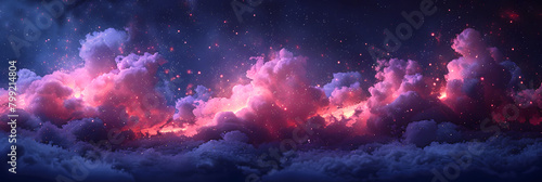 Vibrant Pink Stars on Violet Canvas - Minimalist Night Sky