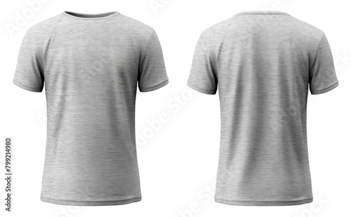 set of plain gray t-shirt mockup templates with front and back views, generated ai