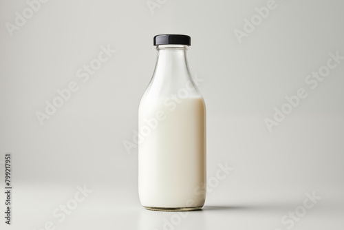 Milk bottle mockup isolated on gray background