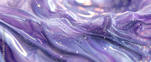 Ethereal lavender marble ink cascades gracefully over a mesmerizing abstract scene, illuminated by sparkling glitters.
