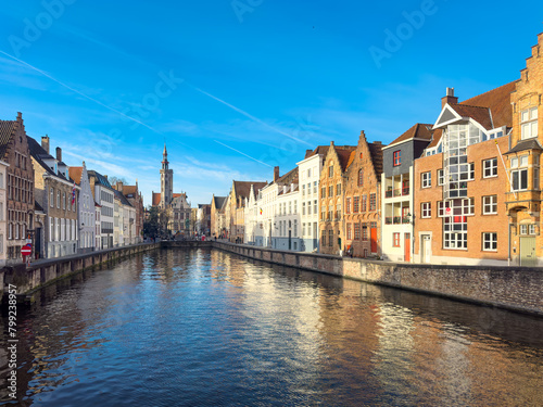 Belgium historic building view famous place to tourism, Bruges, Belgium historic canals at daytime