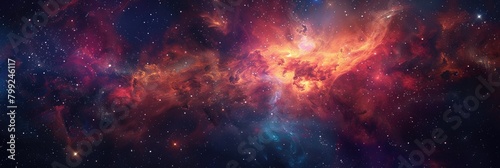 Universe in Motion: Cosmic Star and Galaxy Shine on Colorful Space Background Banner