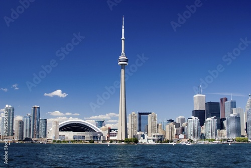 The iconic Toronto skyline as seen from the waterfront.