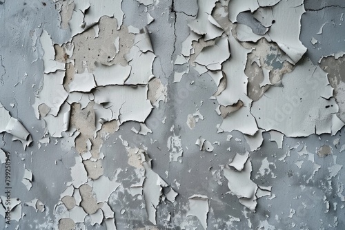 Bad Paint Job: Peeling and Blistering Paint on Gray Concrete Wall due to Humidity