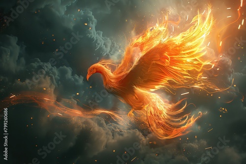 Digital artwork of a phoenix in subdued colors, representing rebirth from burnout