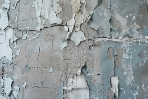 Peeling Paint due to Humidity on Gray Concrete Wall - Background with Abstract Blistering Texture