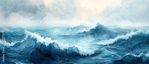 Seascapes watercolor storybook illustration
