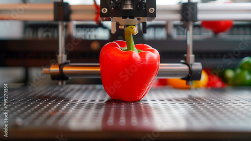 3d printer printing a red pepper