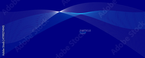 Dark blue airy particles flow vector design, abstract background with wave of flowing dots array, digital futuristic illustration, nano technology theme.