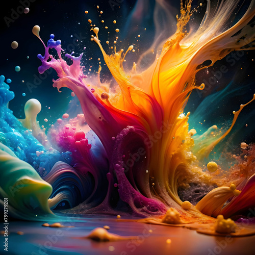 free photo abstract paint splashing in vibrant col
