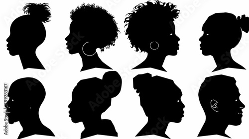 a set of silhouettes of women's heads