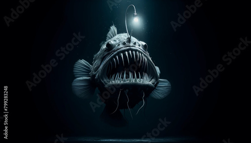 Deep sea anglerfish art wallpaper background