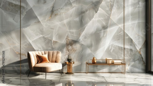 Ethereal geometric elegance showcased in a marble wallpaper design, perfect for adding a touch of sophistication and modernity to any space