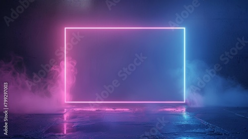 Neon-Lit Square in Tech Background
