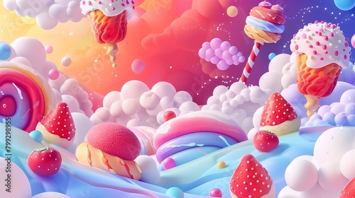 3d scene with pastry and sweets 