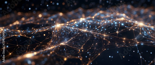 A highly detailed image of a glowing futuristic network of interconnected nodes representing connectivity