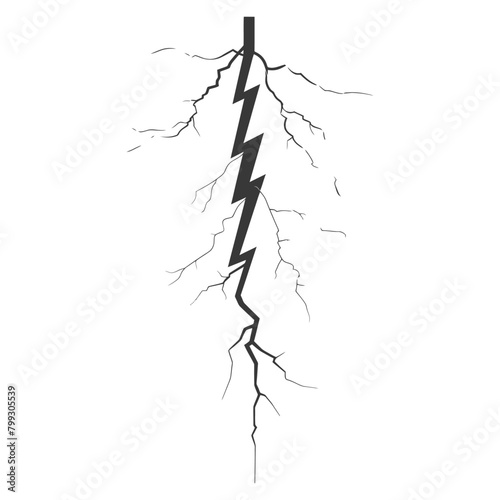 Silhouette Lightning strike bolt black color only