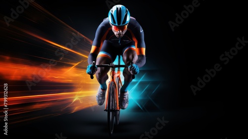 Professional male cyclist road bicycle racer in action