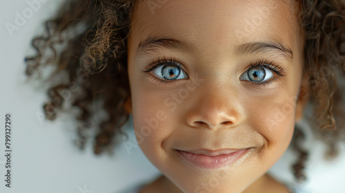 beautiful child on neutral background smiling