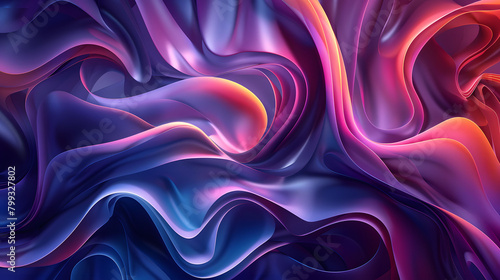 Abstract wavy design in purple and blue hues with a silky texture. Digital art concept suitable for background, wallpaper, or banner design.