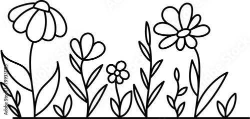 Kwiaty ręcznie rysowane. 