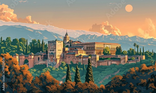 Illustration of the Alhambra, Generative AI