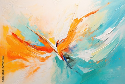 Vibrant Abstract Artwork Resembling a Bird in Flight