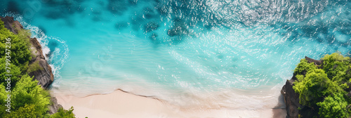 Solitary Beach Umbrella on a Vast Turquoise Shoreline Offering Peaceful Solitude