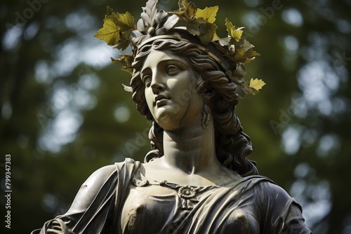 Statue of a Woman Adorned with a Leaf Crown