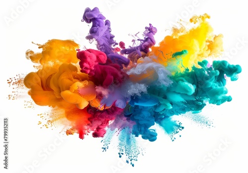 a vivid visual experience with a prompt featuring a colorful wild color splash isolated on a white background