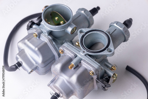 new motorcycle carburetor isolated on white