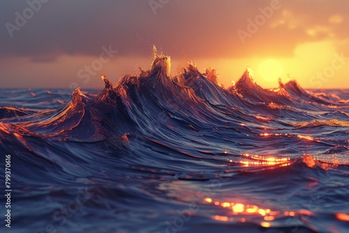 Sunset over a rough sea